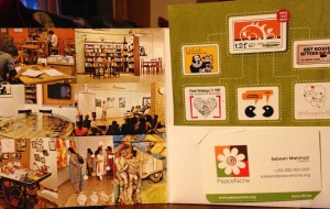 This is from a booklet on T2F, aka the PeaceNiche, that Sabeen gave me when she visited. You can see how warm, inviting, and artistic Sabeen's café is. I was amazed that such an oasis of art and free thought existed in Karachi.