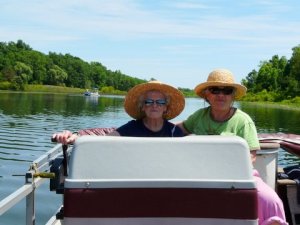 Caryl is a very serious pontoon captain.